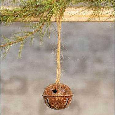 Vintage Glitter Rusty Bell Ornament, 2.5